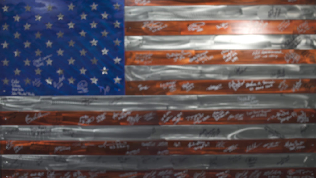 Steel signed flag of the United States